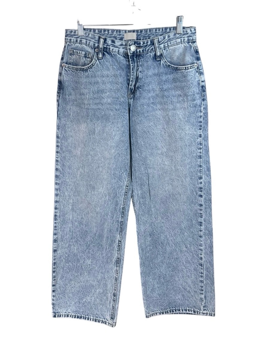 Simple Society Light Blue Acid Wash Wide Leg Jeans  Mid-Rise Size 7/28